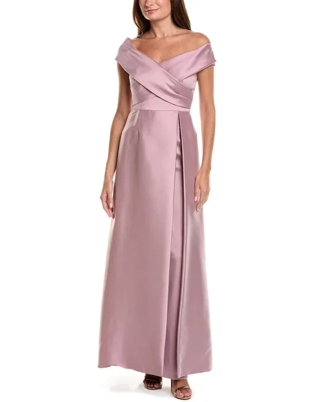 Off-shoulder Overlay Skirt Gown