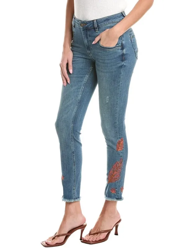Embroidered Ankle Length Jeans