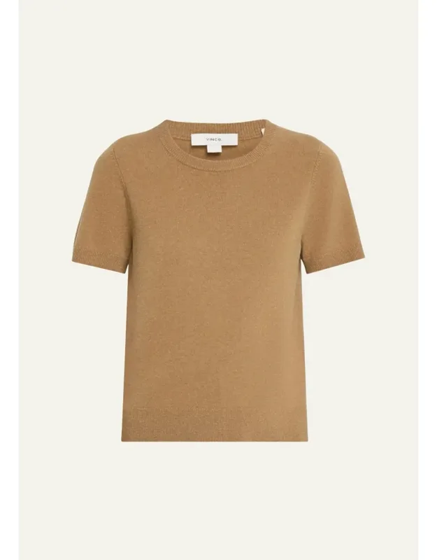 Cashmere-blend Short-sleeve Crewneck Sweater