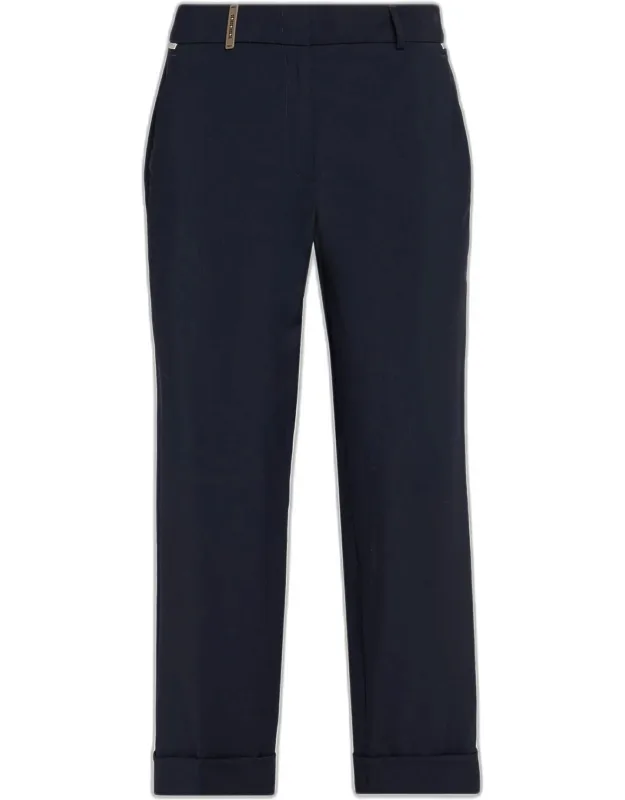 Cropped Straight-leg Stretch Wool Pants
