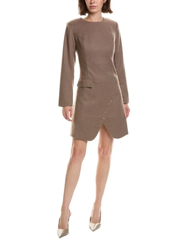 Long Sleeve Wool-blend Mini Dress