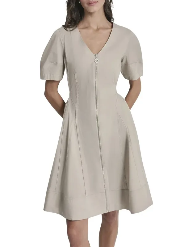 Lantern Silky Stretch Poplin Dress