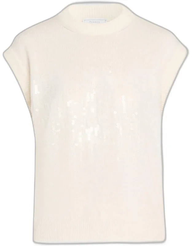 Cap-sleeve Sequin Knit Sweater