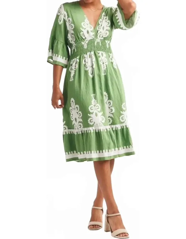 Smocked Waist Dress With Pockets