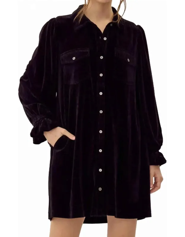 Corduroy Velvet Shirt Dress