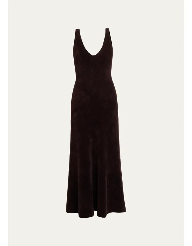 Cashmere-silk Plush Knit Maxi Slip Dress