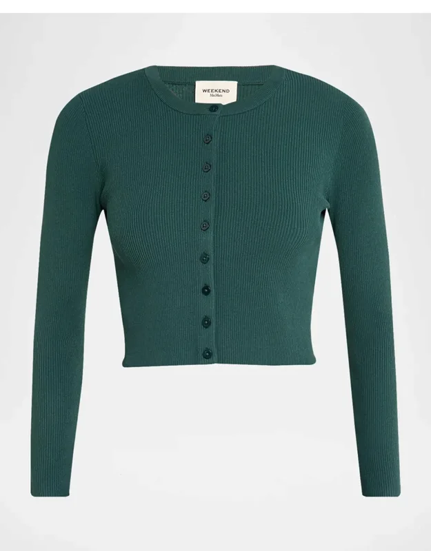 Cropped Rib Knit Cardigan