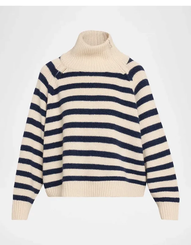 Raelyn Striped Zip Turtleneck Sweater