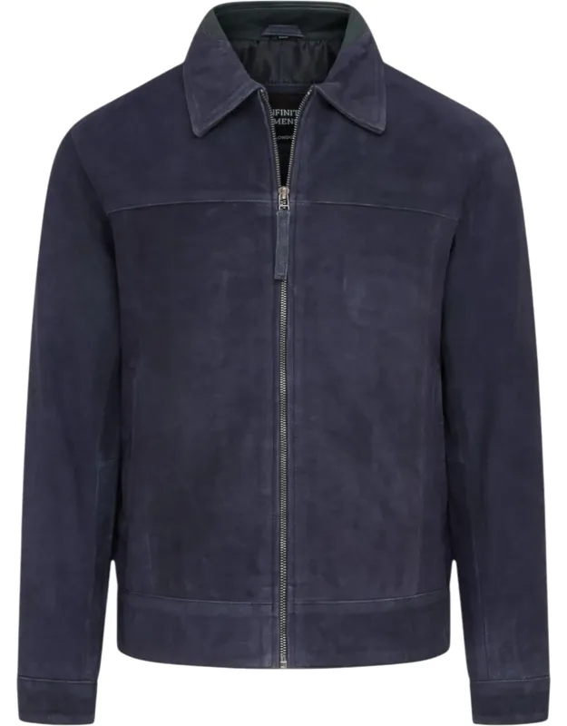 Goat Suede Leather Harrington Biker Jacket - Berlin