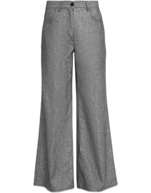 Wide-leg Cotton-blend Pants