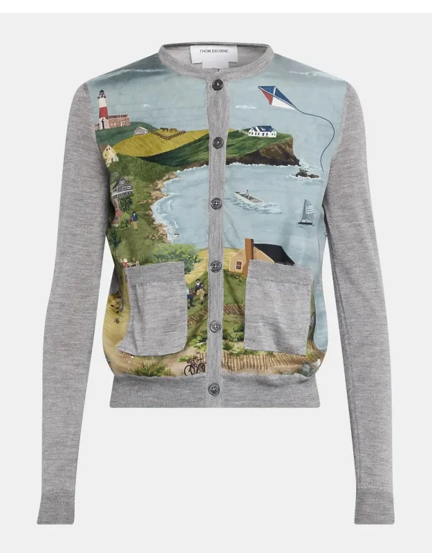 Nantucket Scenic Silk & Cashmere Knit Crewneck Cardigan