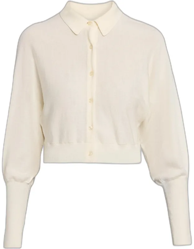 Cropped Dolman-sleeve Collared Cardigan