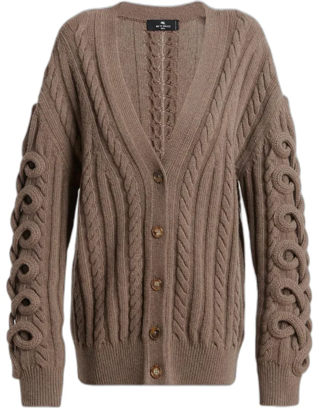 Cable Knit V-neck Cardigan