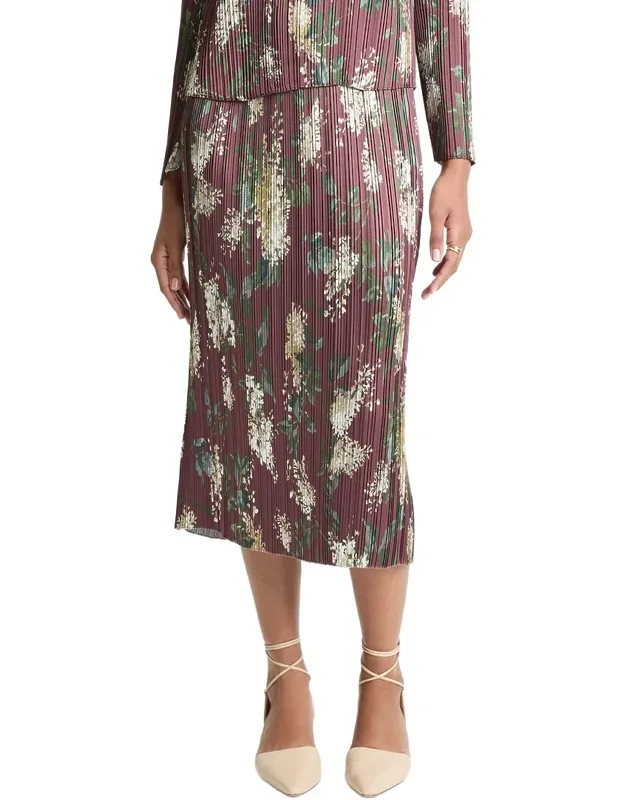 Lilac Print Micro Pleated Skirt