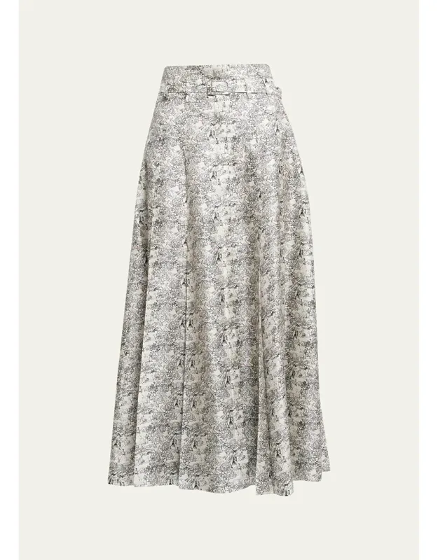 Dugald Button-front Pleated Silk Midi Skirt
