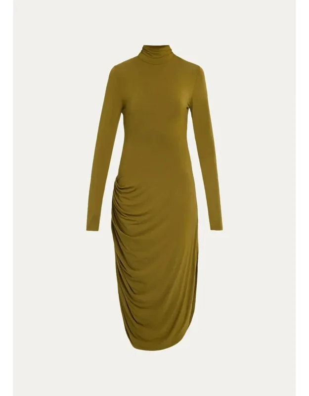 Draped Turtleneck Dress