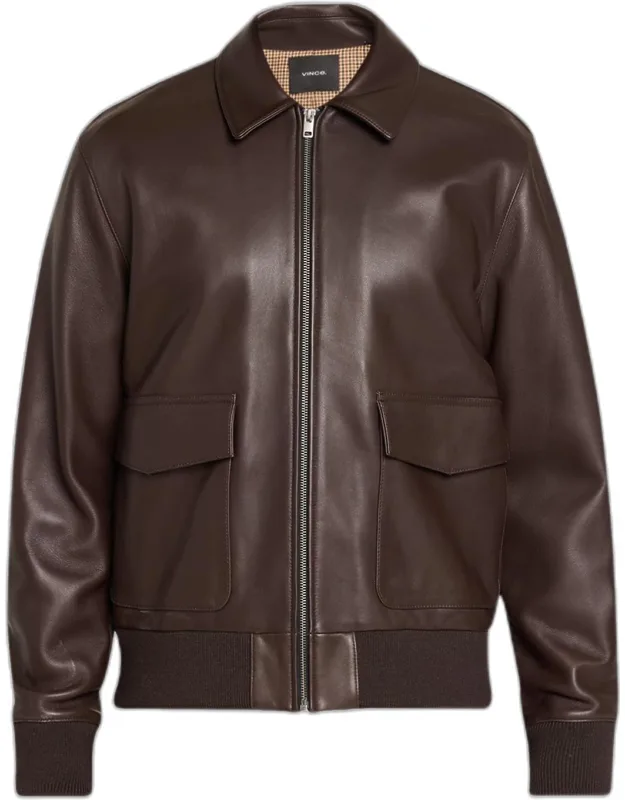 Leather Aviator Bomber Jacket