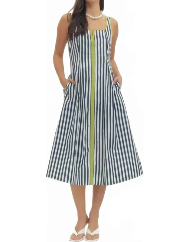 Striped Sleeveless Midi Dress