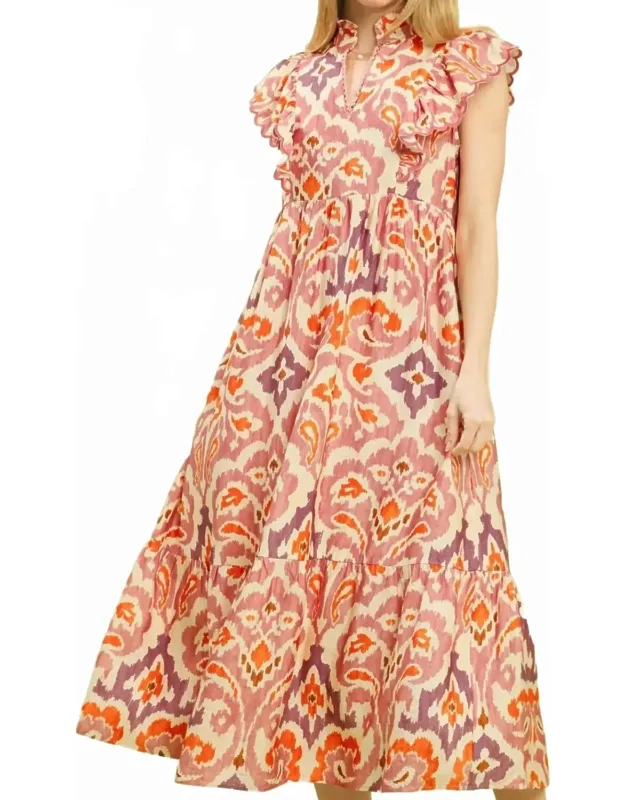 Ruffle Sleeve Midi Dress