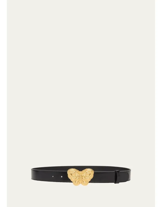 Butterfly Buckle Leather Belt