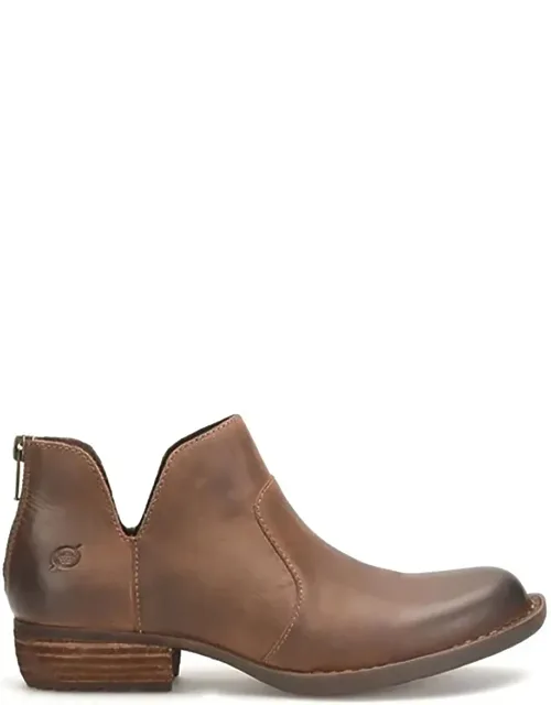 Kerri Booties Leather Back Zip Block Heel