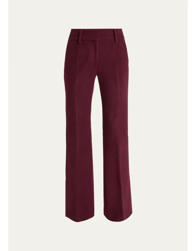 Cashmere-silk Corduroy Flare Pants