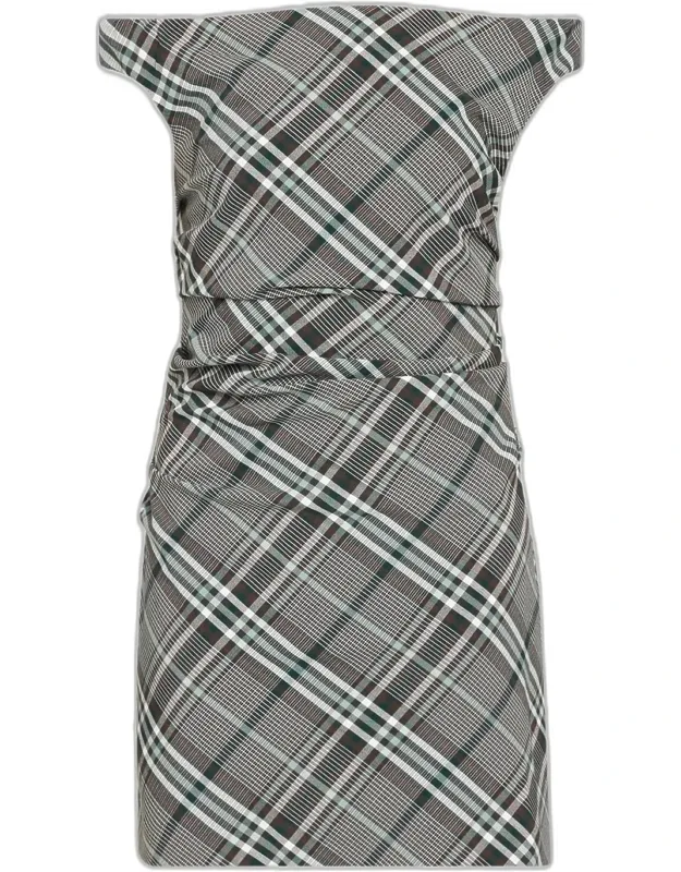 Plaid Off-the-shoulder Mini Dress