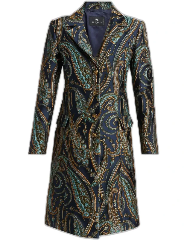 Paisley Jacquard Long Coat