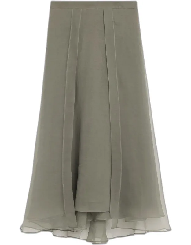 Layered Crispy Silk Maxi Circle Skirt