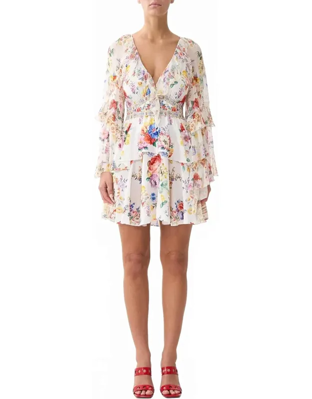 Waistband Dress With Ruffle Sleeve