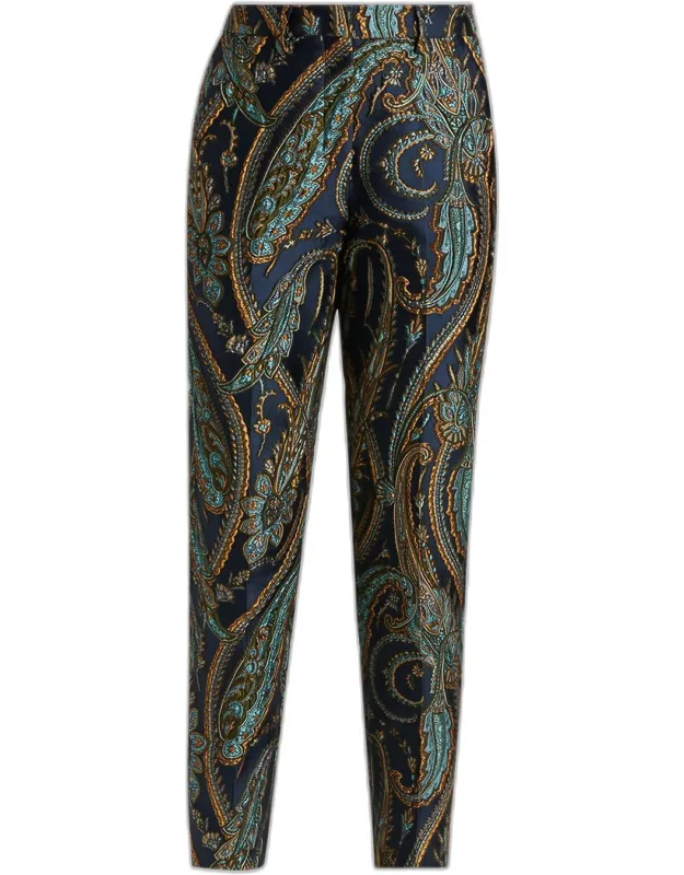 Bristol Paisley Jacquard Slim-leg Ankle Trousers