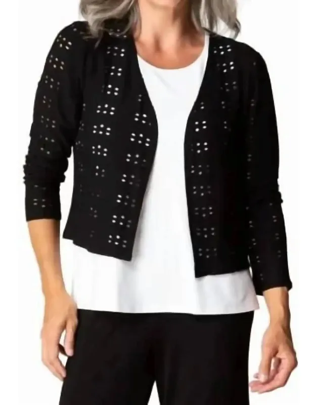 Eyelet Blooms Open Front Jacket