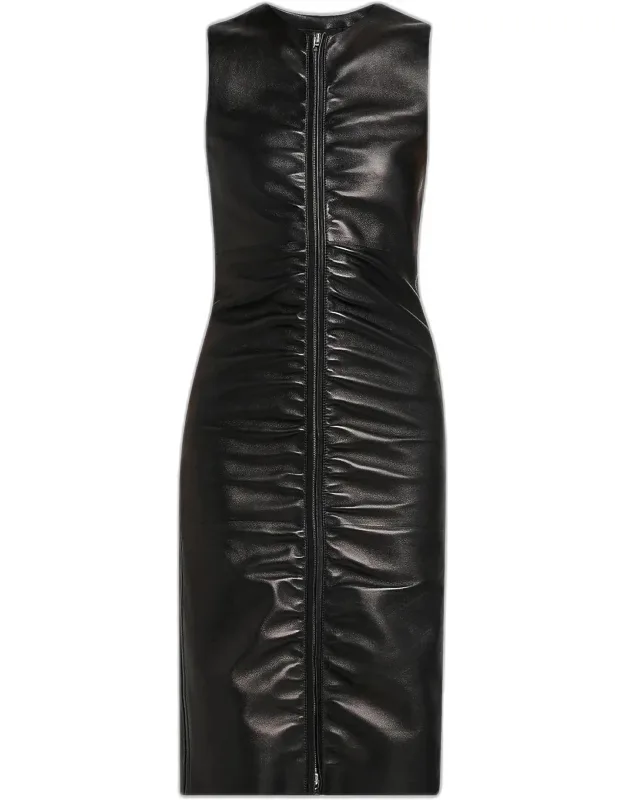Lamb Leather Midi Dress