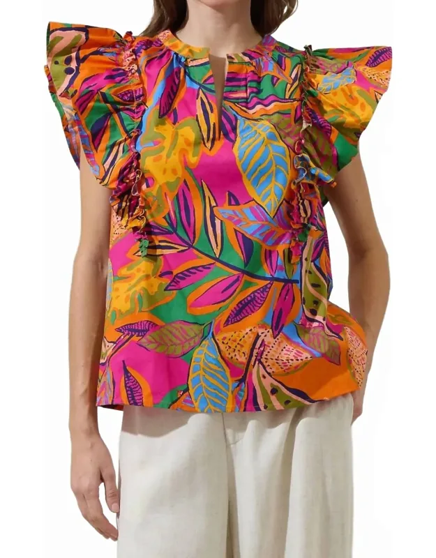Ruffle Poplin Top