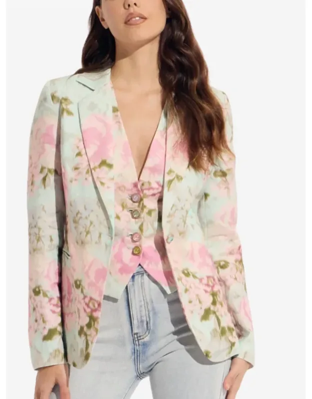 Pastel Viscose One Button Blazer