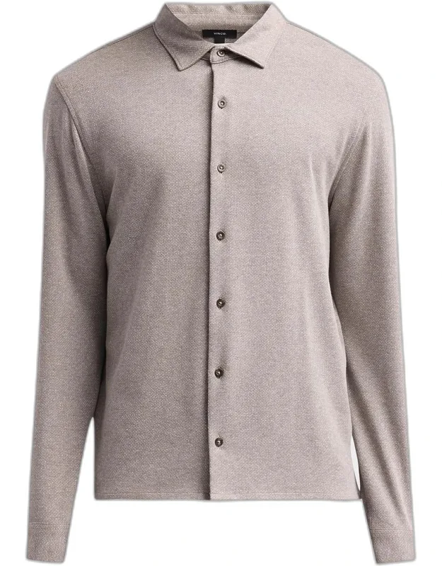 Micro-herringbone Button-down Shirt