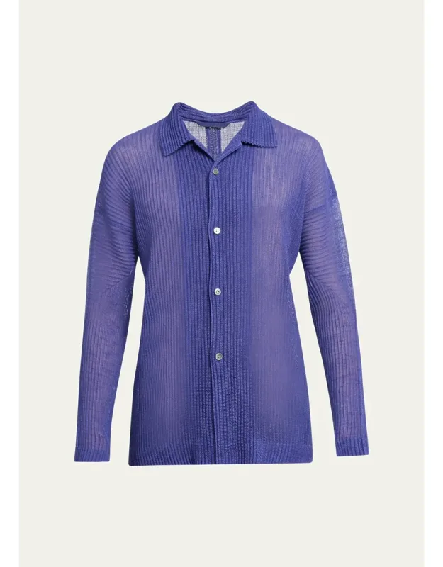 Rustic Mesh Button-down Shirt