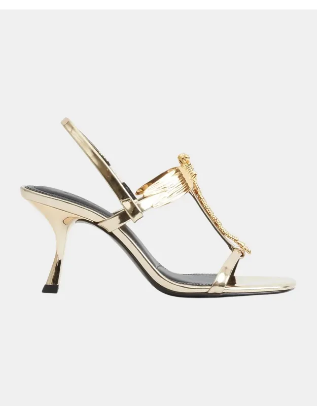 75mm Dragonfly Metallic Leather Sandals