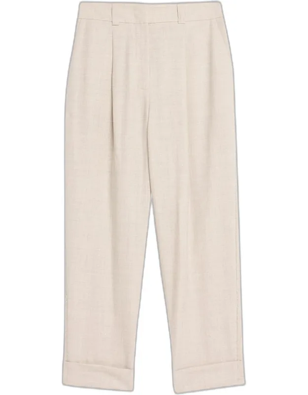 Pleated Tapered Ankle Pants