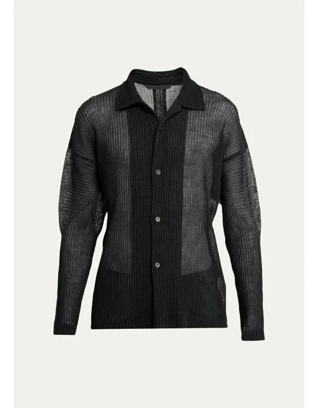 Rustic Mesh Button-down Shirt