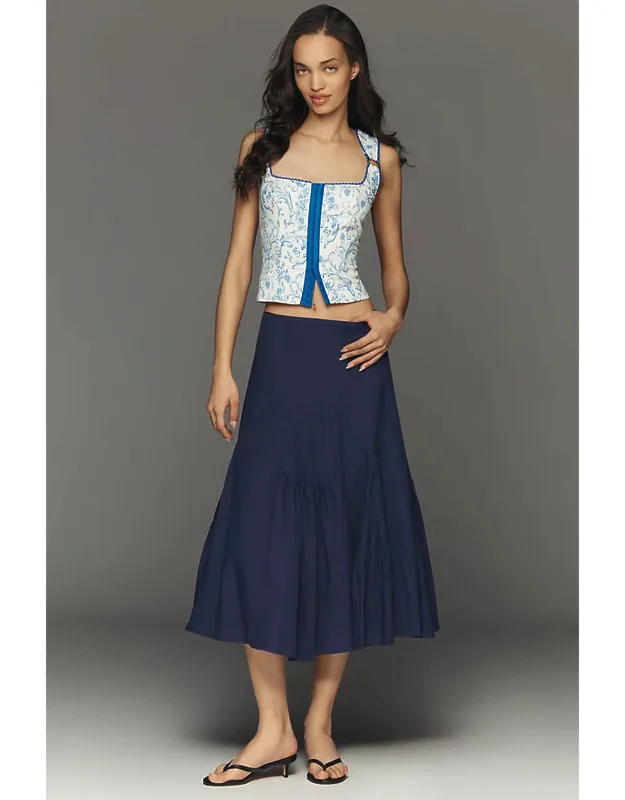 Pintuck Midi Skirt