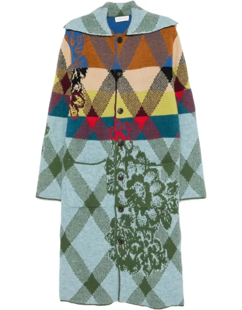 Argyle Floral-pattern Coat