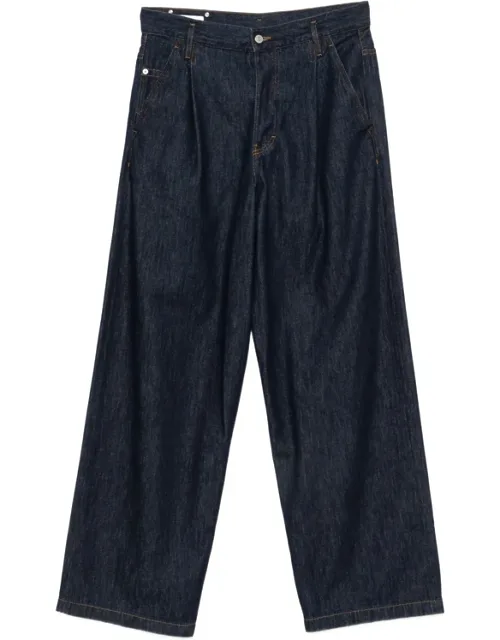 Pleated Wide-leg Jeans