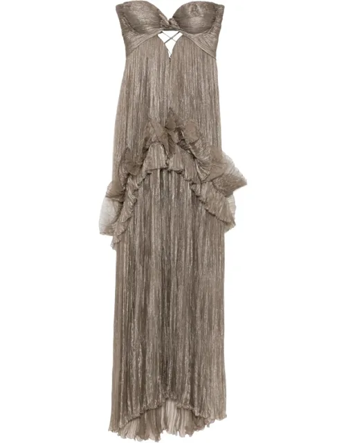 Yumi Pleated Ruffled Maxi Dress