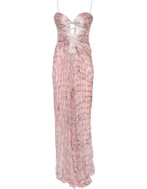 Plissé-effect Cutout Maxi Dress
