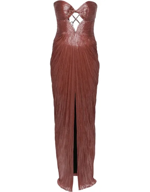 Cut-out Plissé Maxi Dress