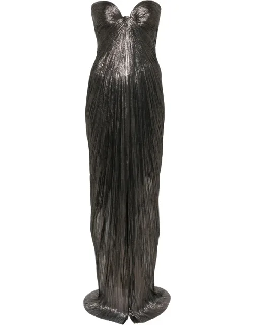 Nadira Metallic-effect Pleated Maxi Dress