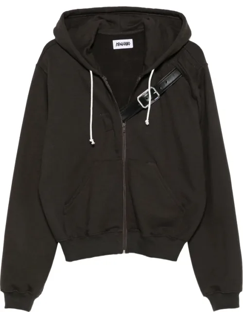Belt-detail Zip-up Hoodie