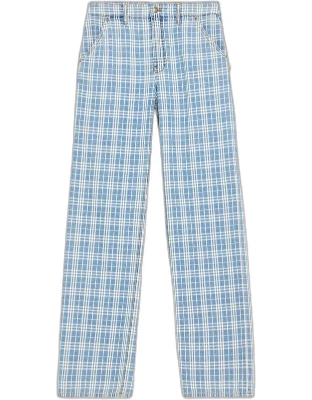 Check Denim Straight-leg Jeans