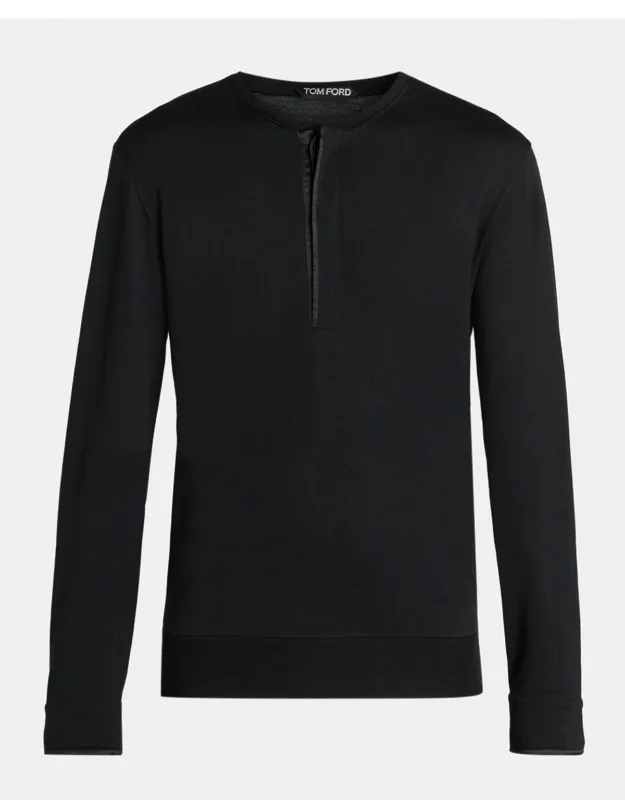 Wool-blend Henley Long-sleeve T-shirt